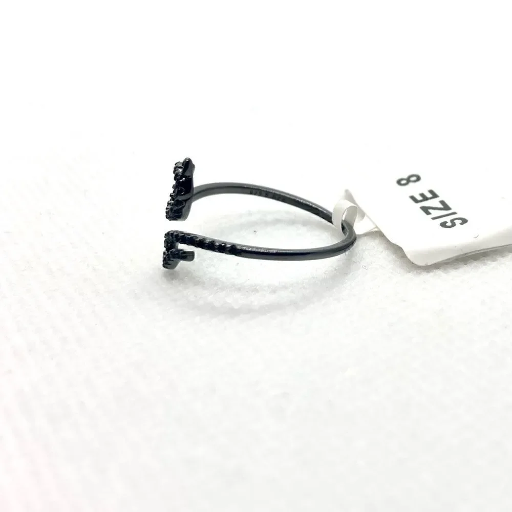 Size 8 Sterling Silver Black Cat Ring